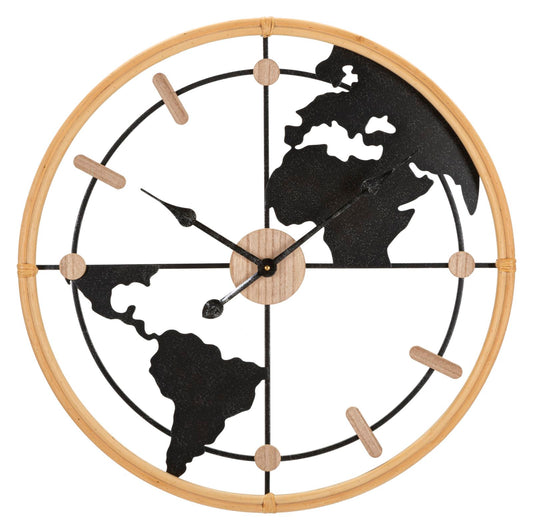 Buy Metal wall clock, World New Brown / Black, Ø60 cm online, best price, free delivery