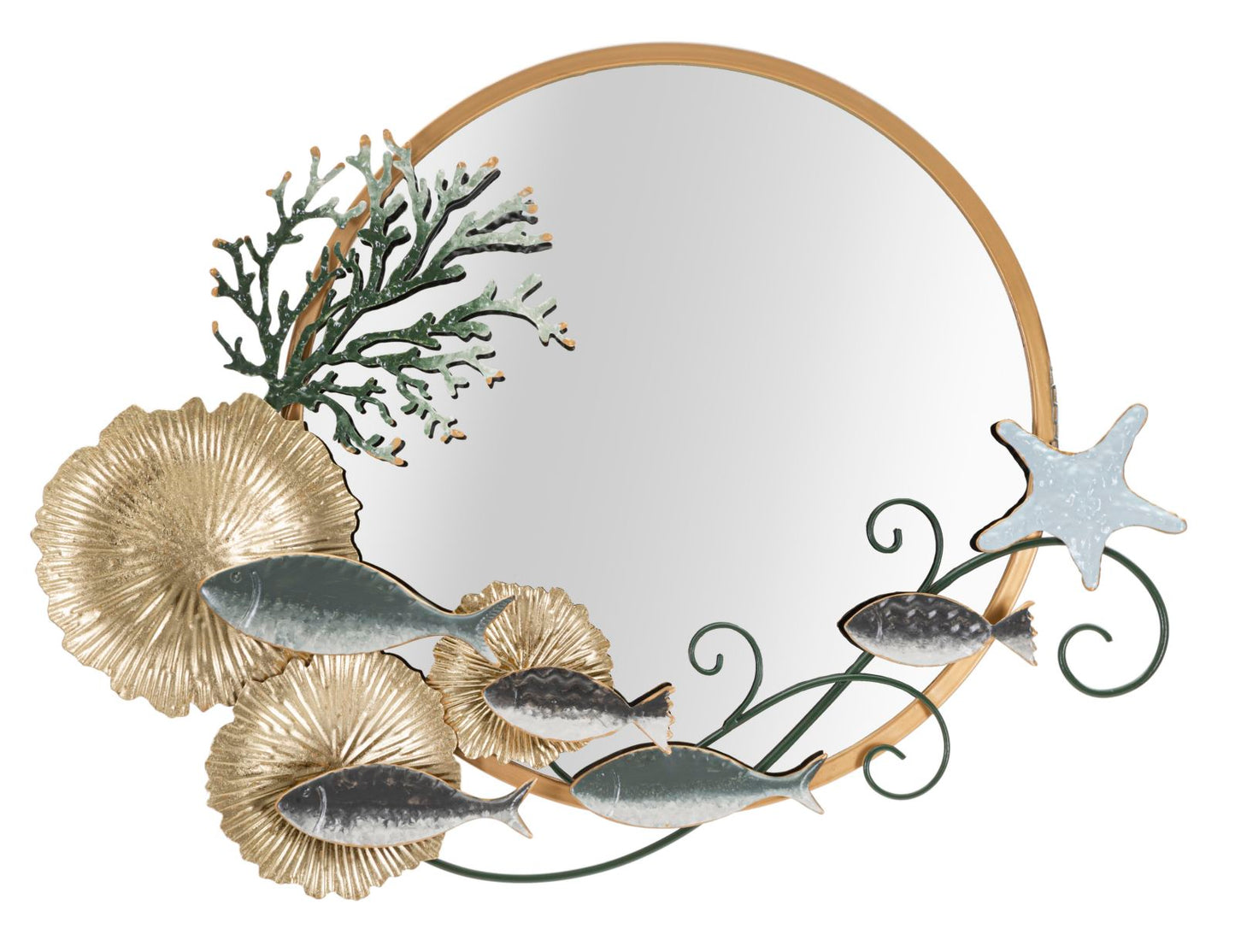 Buy Metal wall decoration, with mirror, Fish Multicolor, L88.9xW7.6xH65.4 cm online, best price, free delivery