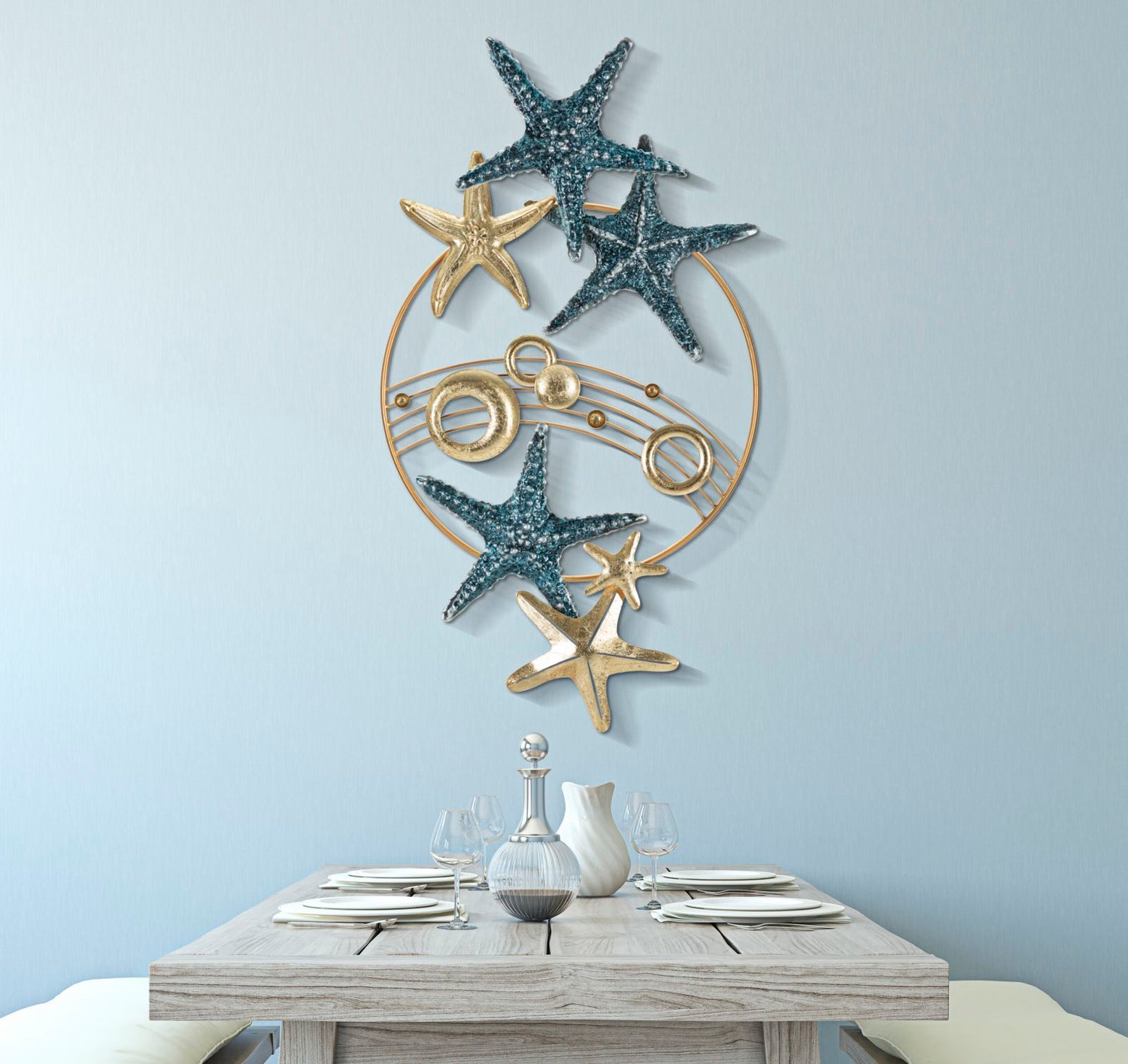 Decoratiune de perete din metal, Sea Star Multicolor, l90,8xA3,8xH50,2 cm (4)