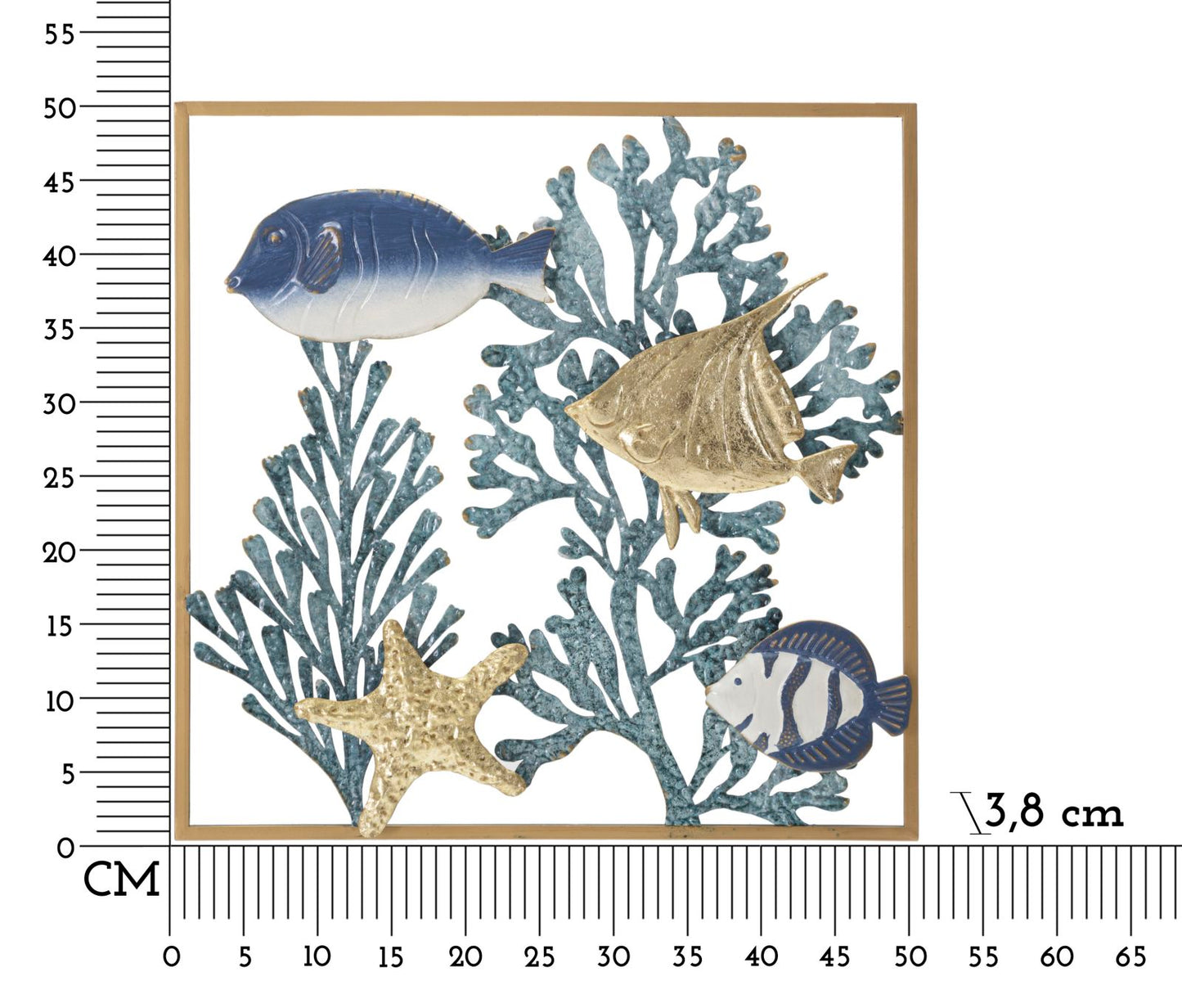 Decoratiune de perete din metal, Fish Multicolor, l50,2xA3,8xH50,2 cm (5)