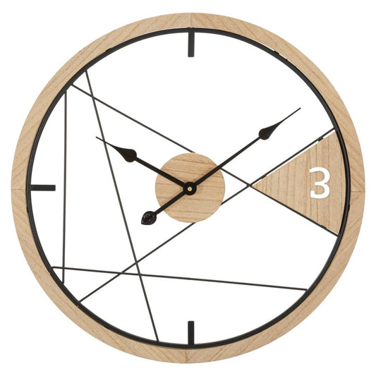 Buy Wall clock Geometric Design Black / Brown, Ø60 cm online, best price, free delivery