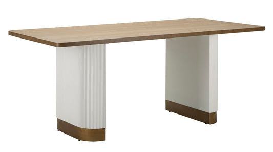 Buy MDF and wood dining table, Tolosa White / Brown / Gold, L180x90xH76 cm online, best price, free delivery