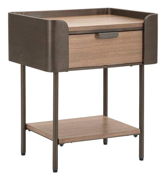Buy Wooden bedside table, with 1 drawer, Toronto Gray / Brown, L50.5xW41xH60 cm online, best price, free delivery