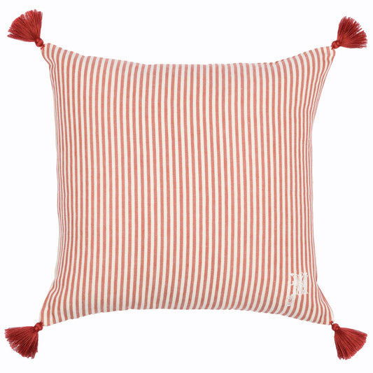 RHUBARB Stripe Heavy Linen Cushion_Cushions_Mindthegap