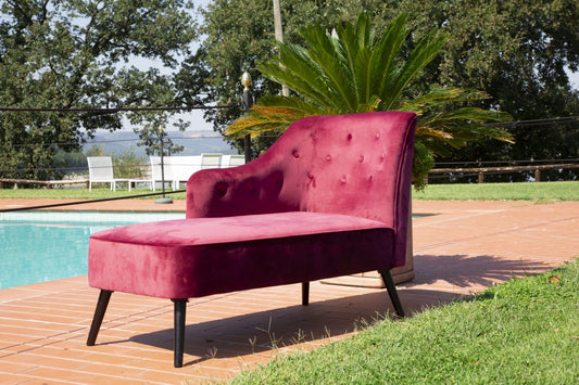 Buy Bench upholstered with fabric, with wooden legs Paris Lounge Bordeaux, l132xW62xH90 cm online, best price, free delivery