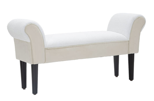 Buy Upholstered bench with fabric and wooden legs, Glamys Velvet Cream / Black, l102xW31xH51 cm online, best price, free delivery