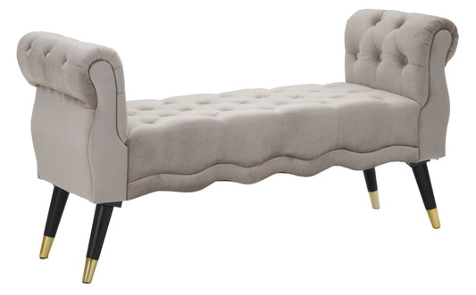 Buy Upholstered bench with fabric and wooden legs, Paris Gray / Black / Gold, L120xW40xH60 cm online, best price, free delivery