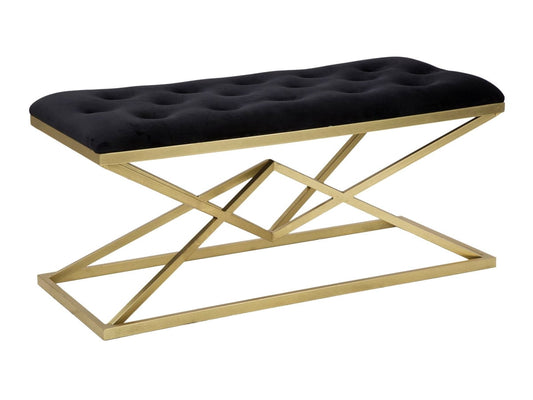 Buy Upholstered bench with fabric and metal legs Pyramid Black / Gold, l100xW40xH45 cm online, best price, free delivery
