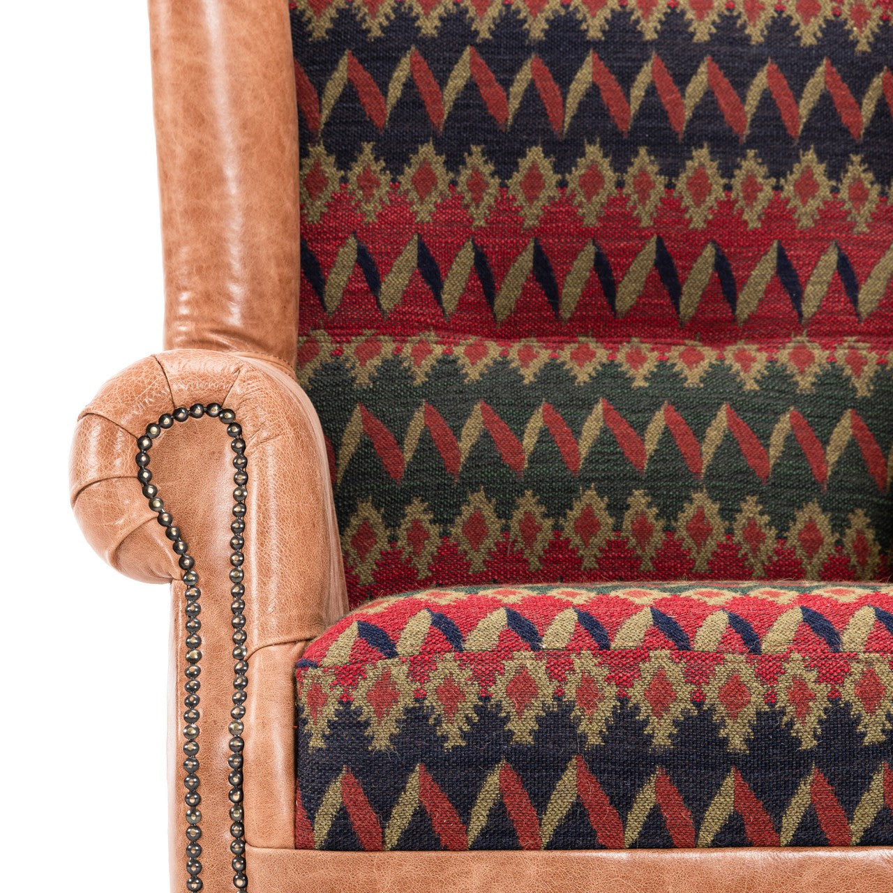 BRYANT WING CHAIR - CORTINA fabric and CAMBRIDGE HAZELNUT leather_Furniture_Mindthegap