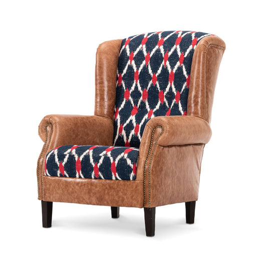 BRYANT WING CHAIR - SEEBENSEE fabric and CAMBRIDGE HAZELNUT leather_Furniture_Mindthegap