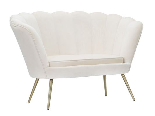 Buy Fixed sofa upholstered with fabric, 2 seats Vienna Velvet Cream, l130xW74xH84 cm online, best price, free delivery