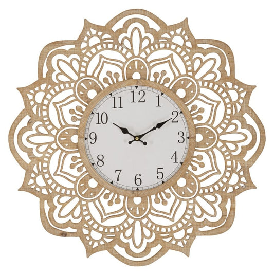 Buy Wall clock Mandala Carving Natural, Ø60 cm online, best price, free delivery