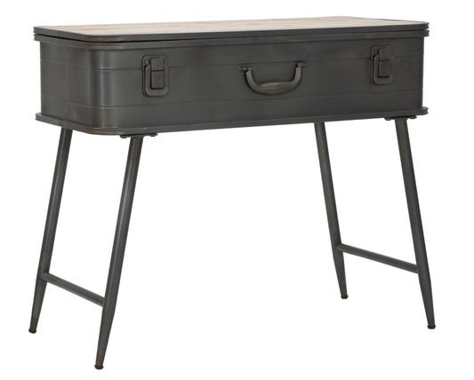Buy Fir wood and metal console, with Industry Natural / Graphite storage space, l80xW35xH67.5 cm online, best price, free delivery