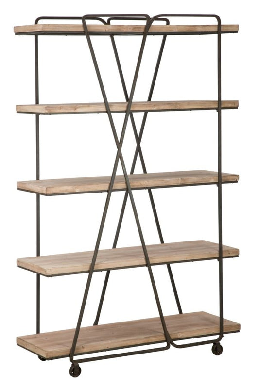 Buy Metal and wood shelf Trox Gray / Natural, l119.5xW44xH187 cm online, best price, free delivery