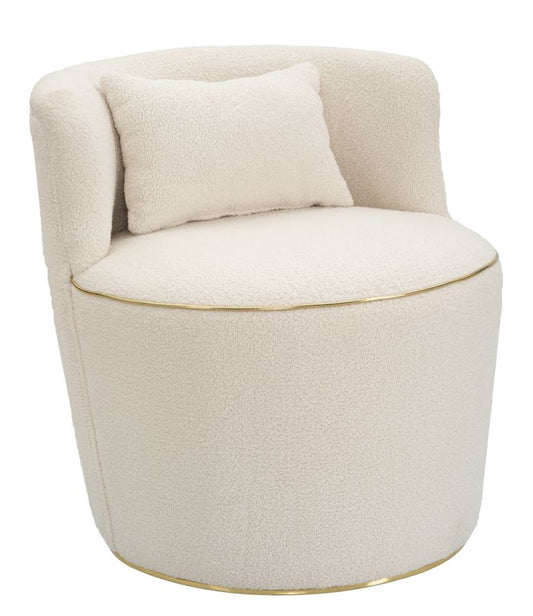 Buy Fixed armchair upholstered with boucle fabric, Iceland Double Cream / Gold, l68xW63xH69 cm online, best price, free delivery