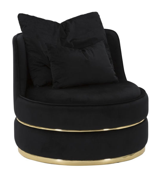 Buy Fixed armchair upholstered with Paris Space Velvet fabric Black / Gold, l84xW84xH72 cm online, best price, free delivery