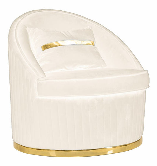Buy Fixed armchair upholstered with fabric, Space Plus Velvet Cream / Gold, Ø75xH80 cm online, best price, free delivery