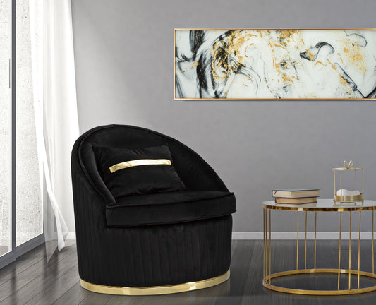 Buy Fixed armchair upholstered with fabric, Space Plus Velvet Black / Gold, Ø75xH80 cm online, best price, free delivery
