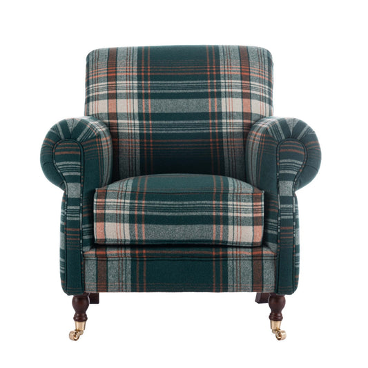 KINGSTON CHAIR - MONTEREY PLAID Green Woven Fabric_Furniture_Mindthegap