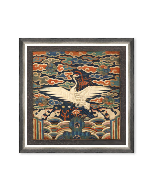 Korean Crane Framed Linen_Wall Art_Mindthegap