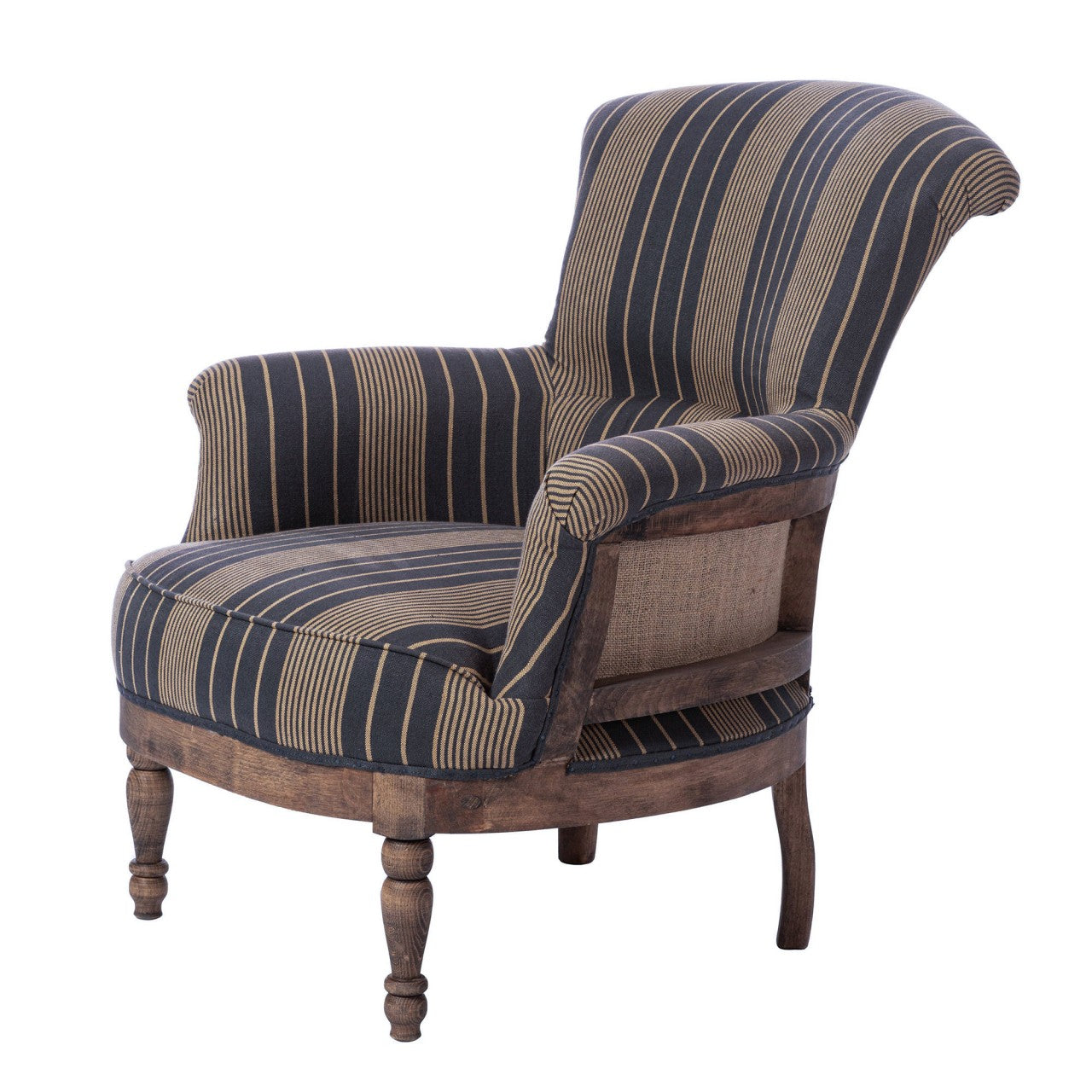 LOUIS DECONSTRUCTED CHAIR - NEWPORT STRIPES Heavy Linen Fabric_Furniture_Mindthegap