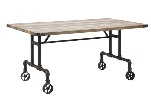 Buy Manhattan MDF and metal table Natural / Black, L160x91.5xH76 cm online, best price, free delivery
