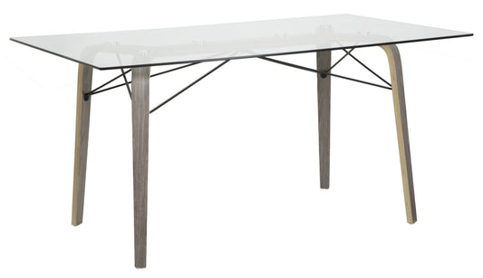 Buy Table made of glass and pale Copenhagen Transparent / Natural, L158x90xH76.5 cm online, best price, free delivery