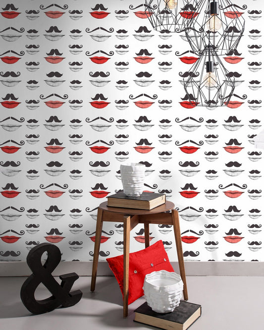 MOUSTACHE AND LIPS Wallpaper_Wallpaper_Mindthegap
