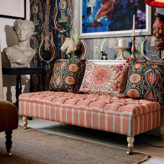 SARAY OTTOMAN - OREGON STRIPES Linen Fabric_Furniture_Mindthegap