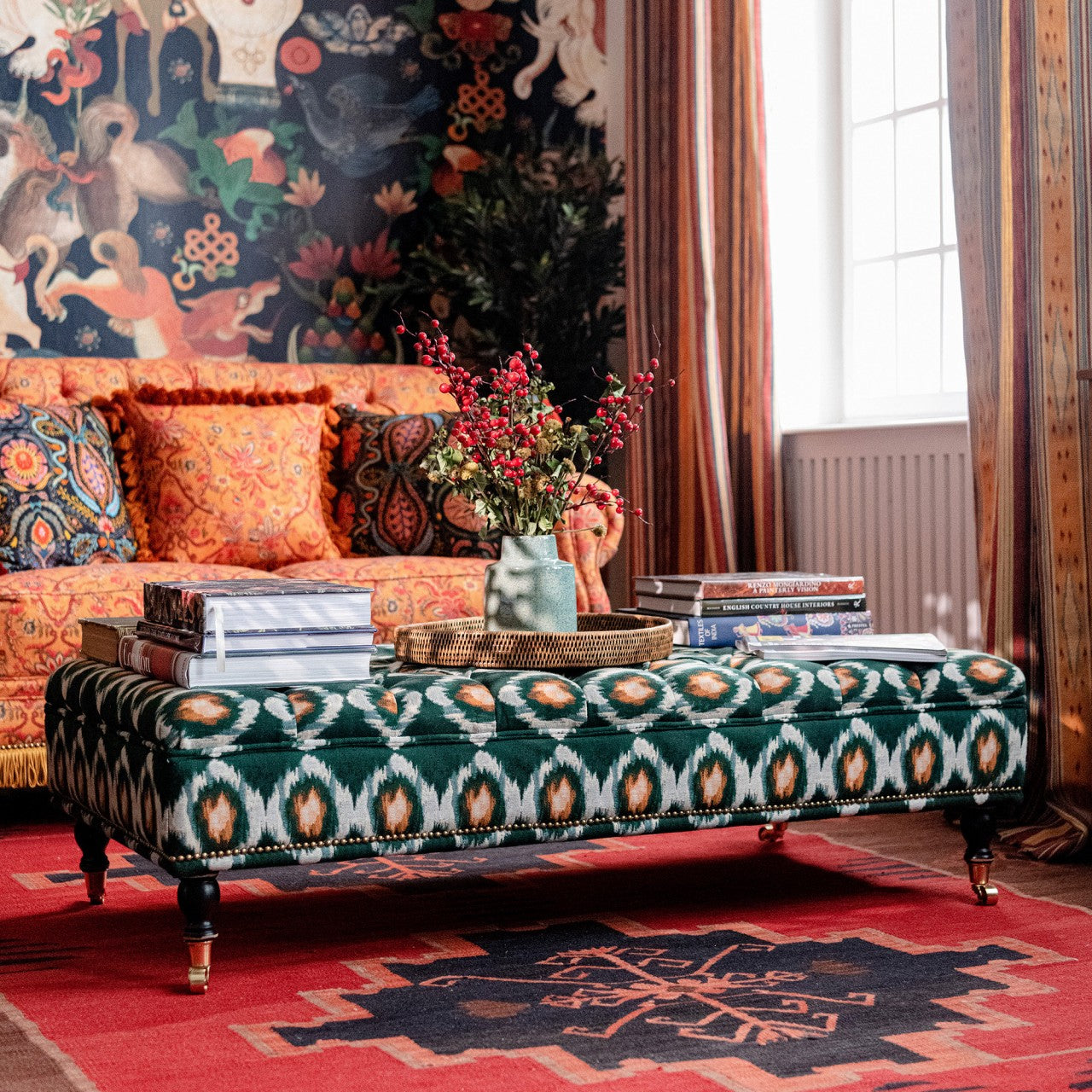 SARAY OTTOMAN - PRADESH IKAT Woven Fabric_Furniture_Mindthegap