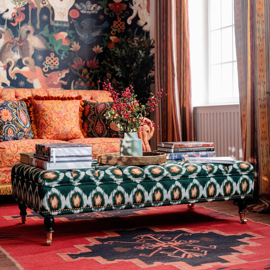 SARAY OTTOMAN - PRADESH IKAT Woven Fabric_Furniture_Mindthegap