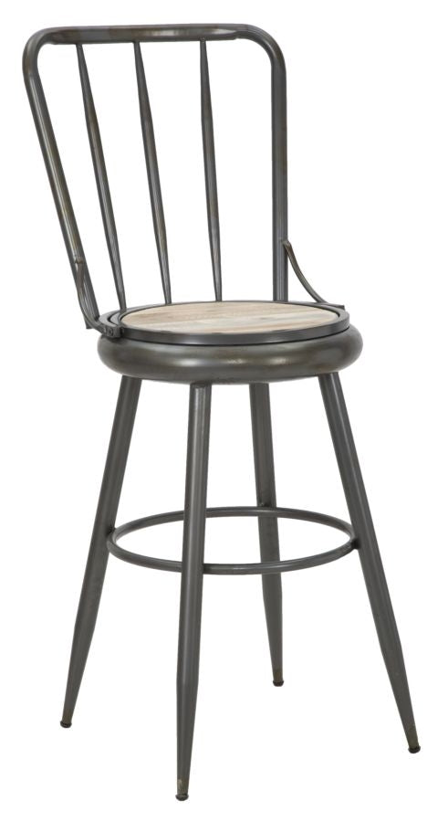 Buy Bar stool in metal and wood, with reversible backrest Berlin A Dark gray, L43xW51xH86.5 cm online, best price, free delivery