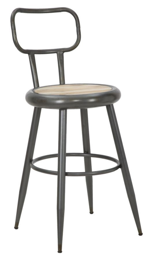 Buy Berlin B metal and wood bar stool, dark grey, L42xW54xH92cm online, best price, free delivery