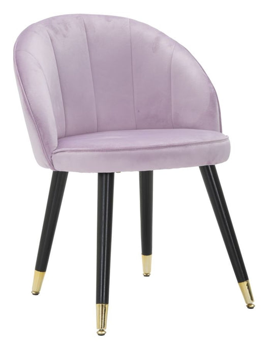 Buy Upholstered chair with fabric and wooden legs, Loty Velvet Lilac / Black / Gold, L57.5xW58xH80 cm online, best price, free delivery