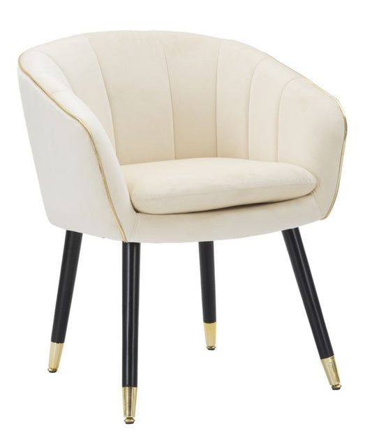 Buy Upholstered chair with fabric and wooden legs Paris Velvet Cream / Black / Gold, l62xW58xH78 cm online, best price, free delivery