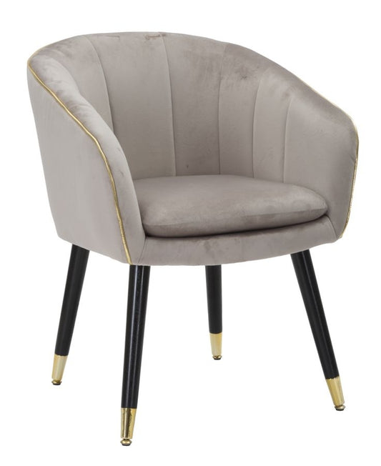 Buy Upholstered chair with fabric and wooden legs, Paris Gray / Black / Gold, L62xW58xH78 cm online, best price, free delivery