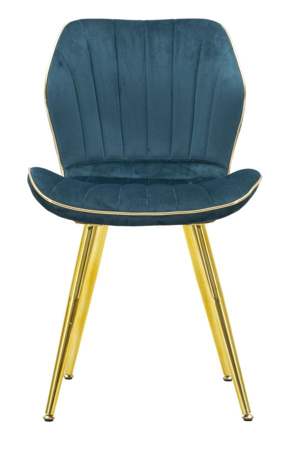 Set 2 scaune tapitate cu stofa si picioare metalice, Paris Space Velvet Teal / Auriu, l58xA46xH77 cm (3)