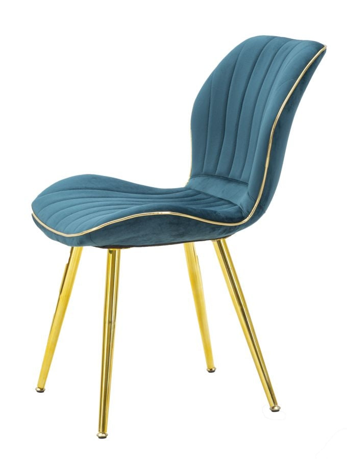Set 2 scaune tapitate cu stofa si picioare metalice, Paris Space Velvet Teal / Auriu, l58xA46xH77 cm (5)