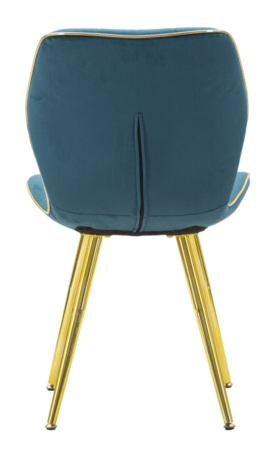 Set 2 scaune tapitate cu stofa si picioare metalice, Paris Space Velvet Teal / Auriu, l58xA46xH77 cm (4)