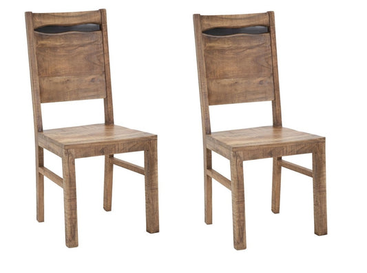 Buy Set of 2 acacia wood chairs, Yellowstone Natural, L45xW45xH100 cm online, best price, free delivery