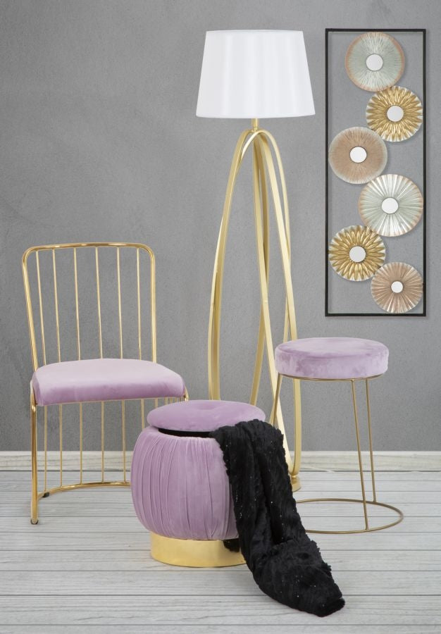 Set 2 scaune din metal, tapitate cu stofa Celeste Rose / Auriu, l47xA56xH82 cm (8)