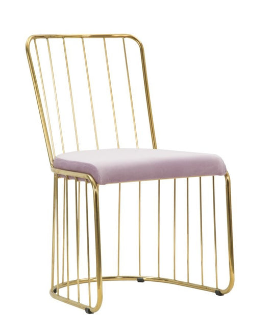 Buy Set of 2 metal chairs, upholstered with Celeste Rose / Gold fabric, L47xW56xH82 cm online, best price, free delivery