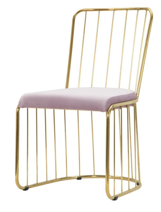 Set 2 scaune din metal, tapitate cu stofa Celeste Rose / Auriu, l47xA56xH82 cm (3)