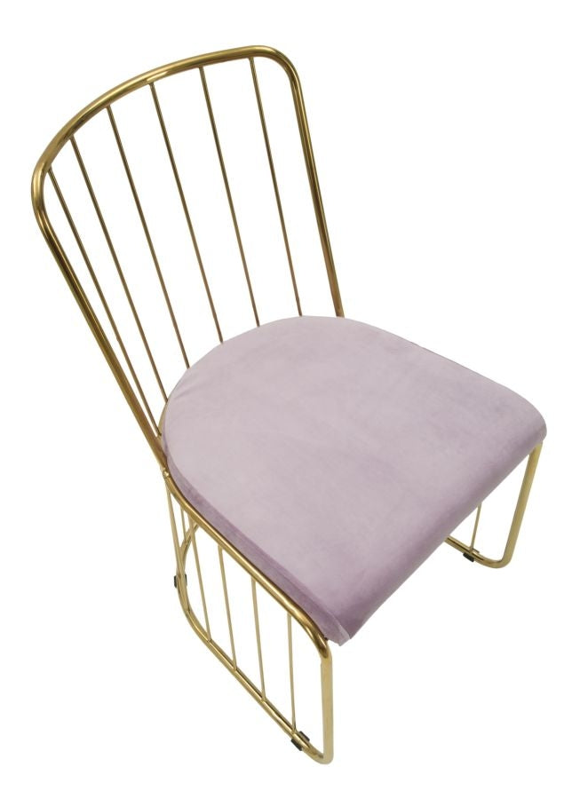 Set 2 scaune din metal, tapitate cu stofa Celeste Rose / Auriu, l47xA56xH82 cm (4)