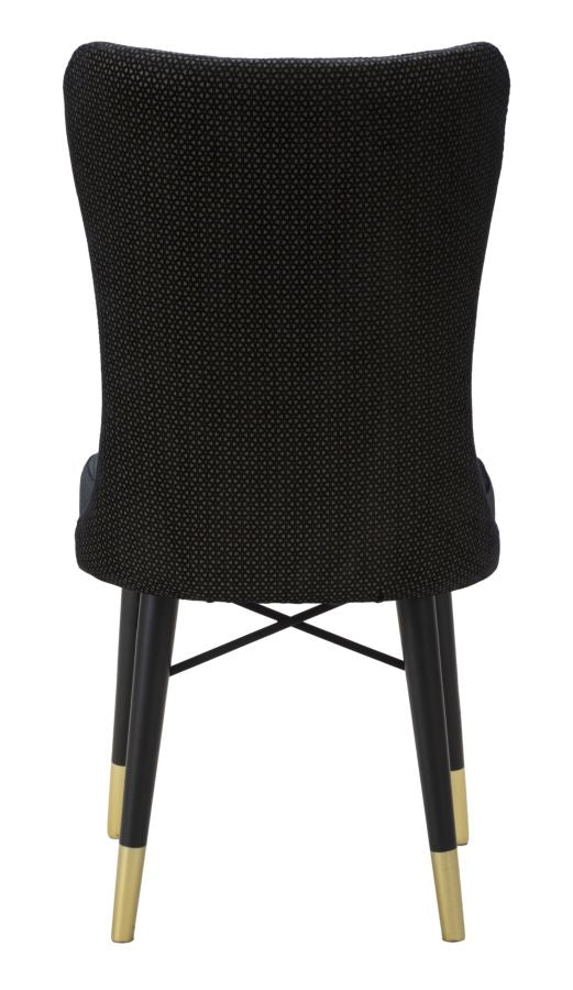 Set 2 scaune tapitate cu stofa si picioare din lemn, Mimoza Velvet Negru / Auriu, l40xA65xH99 cm (4)