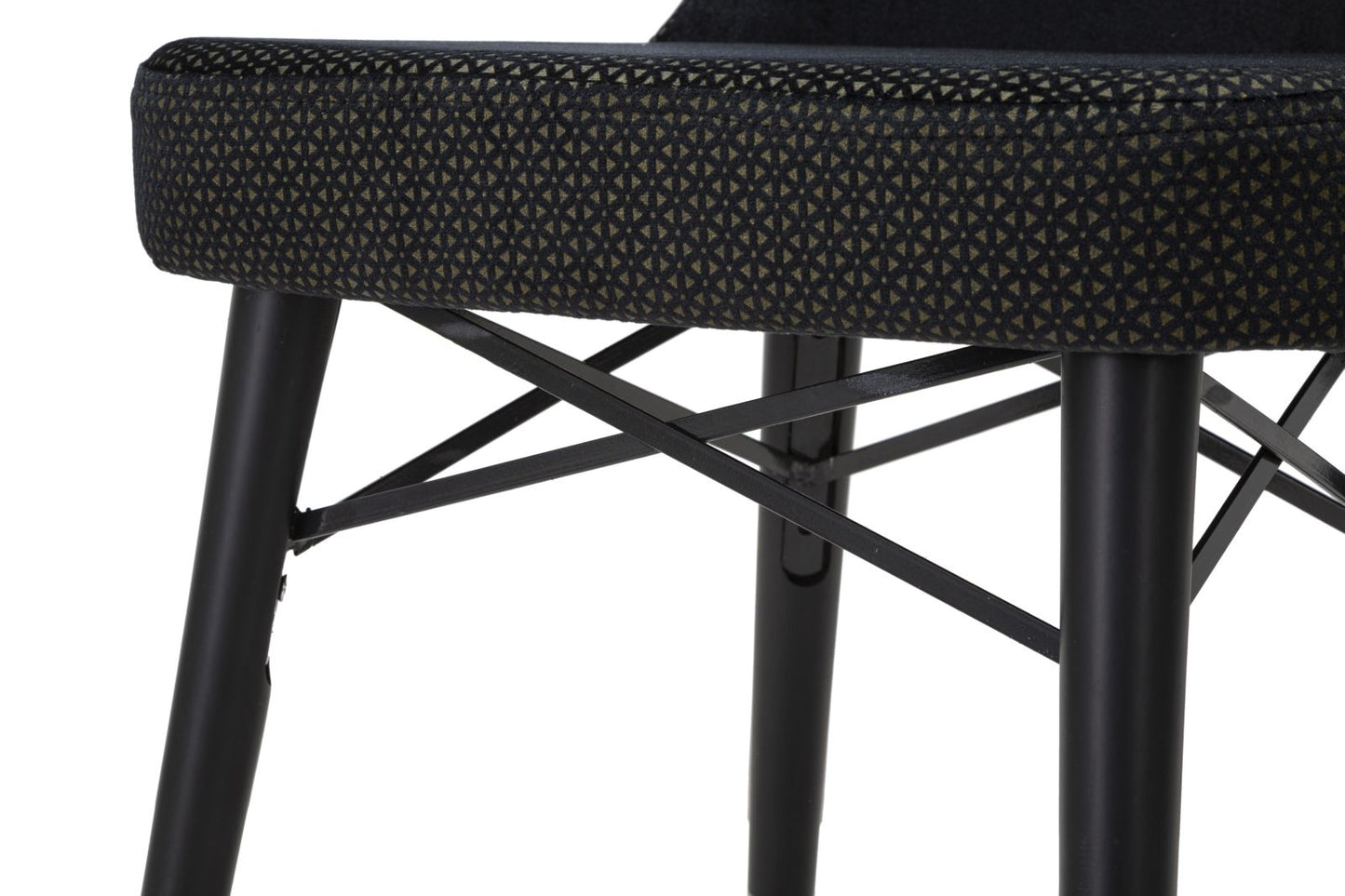 Set 2 scaune tapitate cu stofa si picioare din lemn, Mimoza Velvet Negru / Auriu, l40xA65xH99 cm (9)