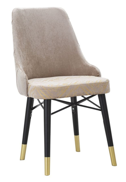 Buy Set of 2 chairs upholstered with fabric and wooden legs Venus Velvet Gray / Black / Gold, L50xW54xH93 cm online, best price, free delivery