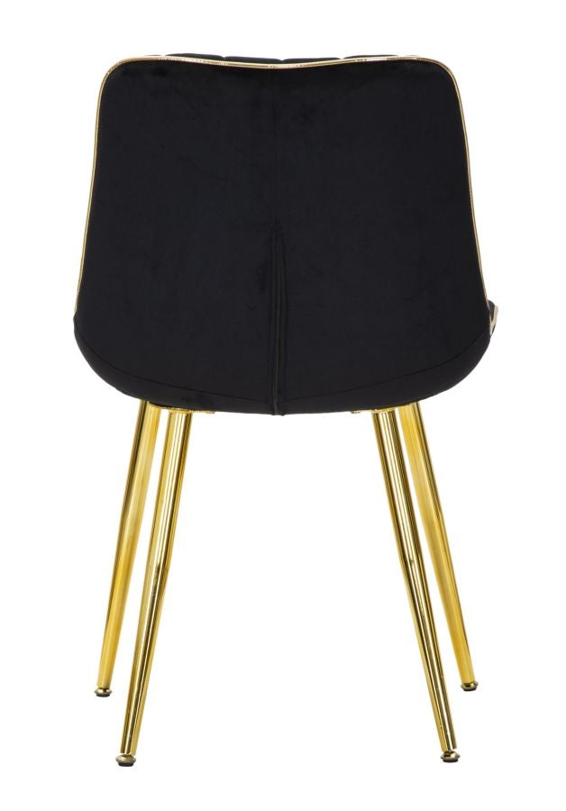 Set 2 scaune tapitate cu stofa si picioare metalice, Paris Velvet Negru / Auriu, l51xA59xH79 cm (4)