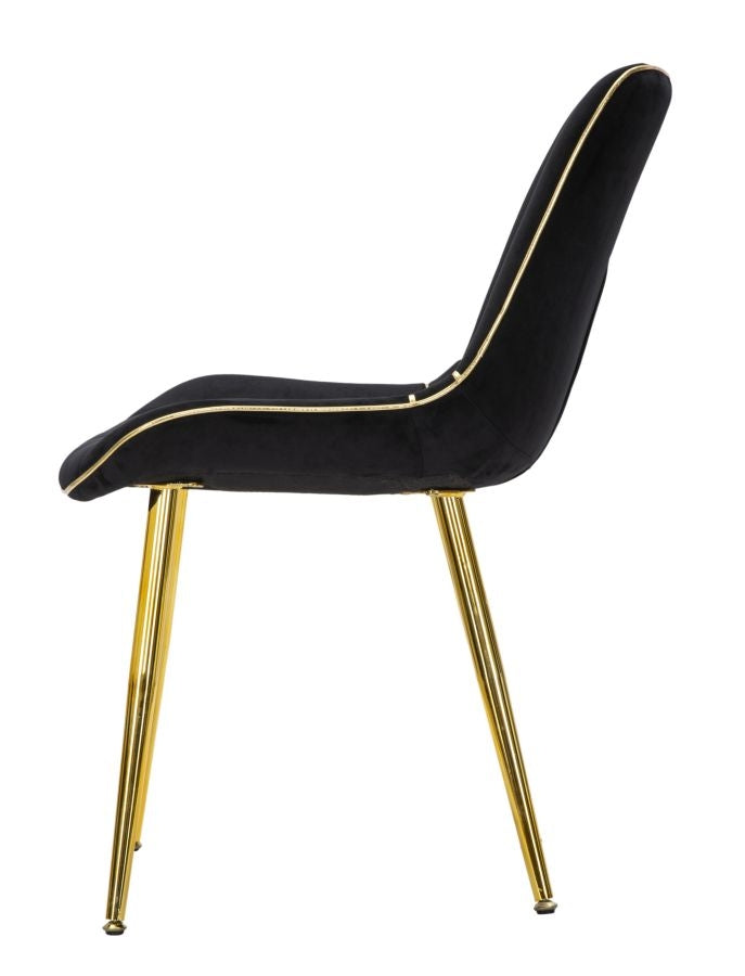 Set 2 scaune tapitate cu stofa si picioare metalice, Paris Velvet Negru / Auriu, l51xA59xH79 cm (5)