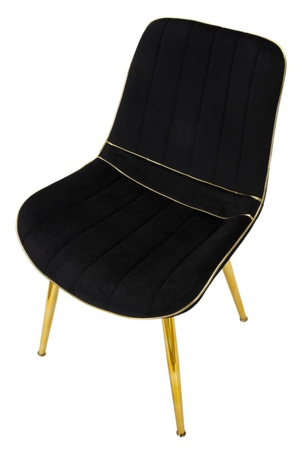 Set 2 scaune tapitate cu stofa si picioare metalice, Paris Velvet Negru / Auriu, l51xA59xH79 cm (6)